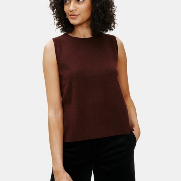 NWT Eileen Fisher Ultra Fine Merino Wool Honey Crewneck Knit Shell Vest Sweater - Picture 1 of 11